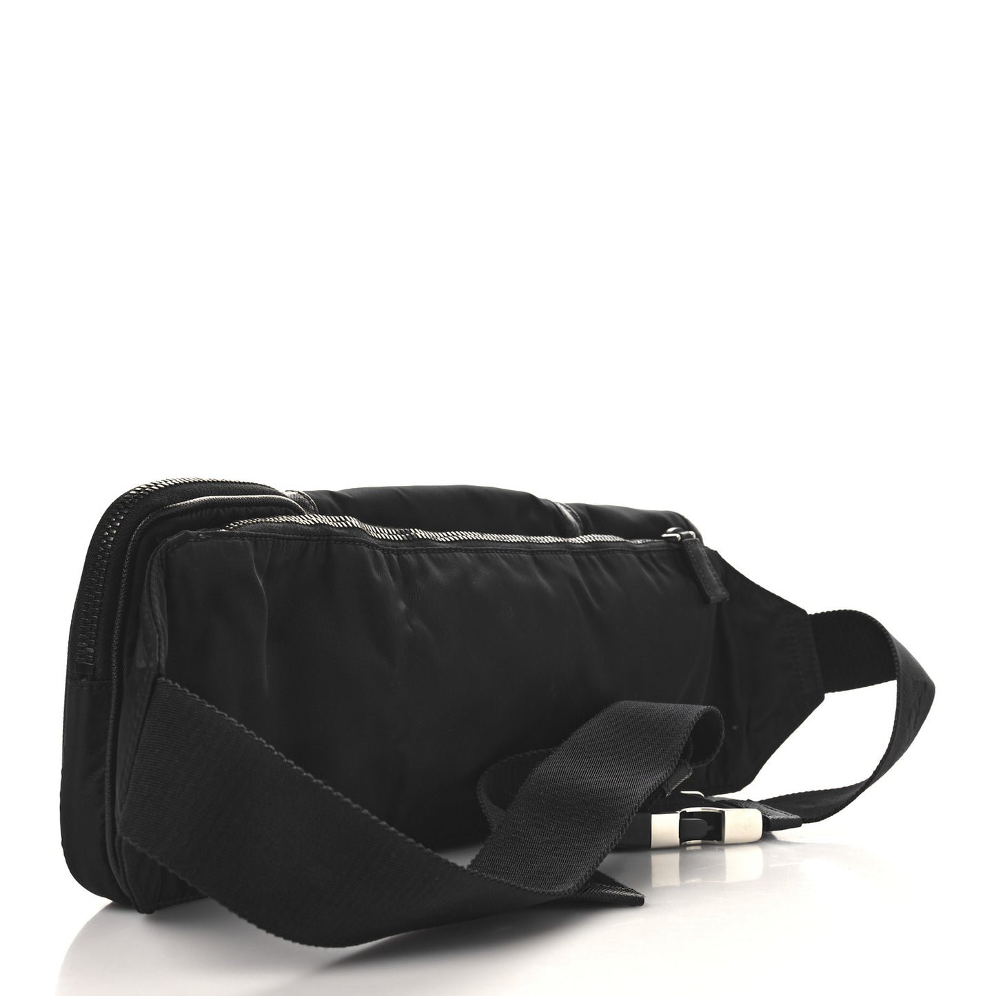 Tessuto Nylon Saffiano Marsupio Triple Pocket Belt Bag Black