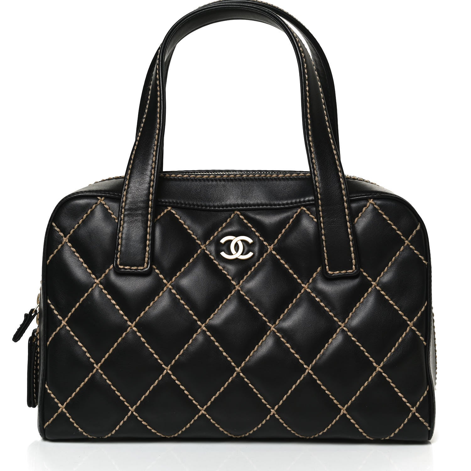 Chanel Calfskin Contrast Stitch Surpique Bowler Black 7 of 10
