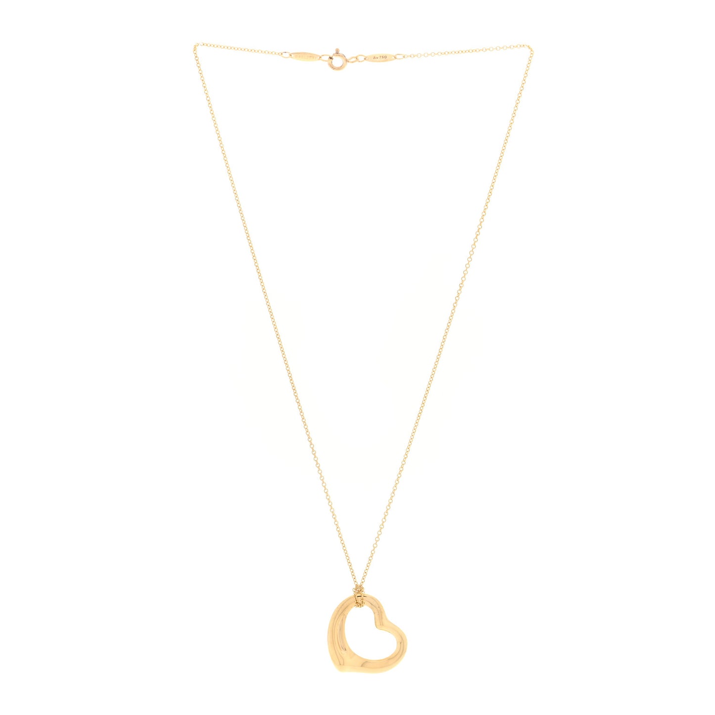 18K Yellow Gold 22mm Elsa Peretti Open Heart Pendant Necklace