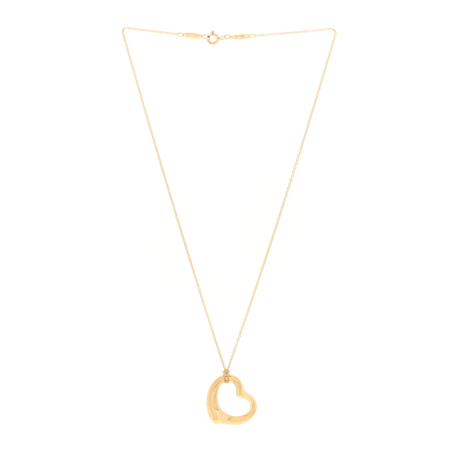 Tiffany 18K Yellow Gold 22mm Elsa Peretti Open Heart Pendant Necklace 3 of 6