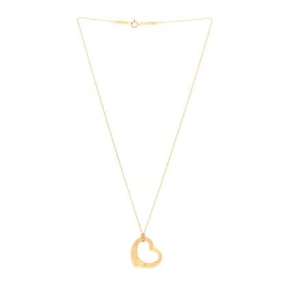 Tiffany 18K Yellow Gold 22mm Elsa Peretti Open Heart Pendant Necklace 3 of 6