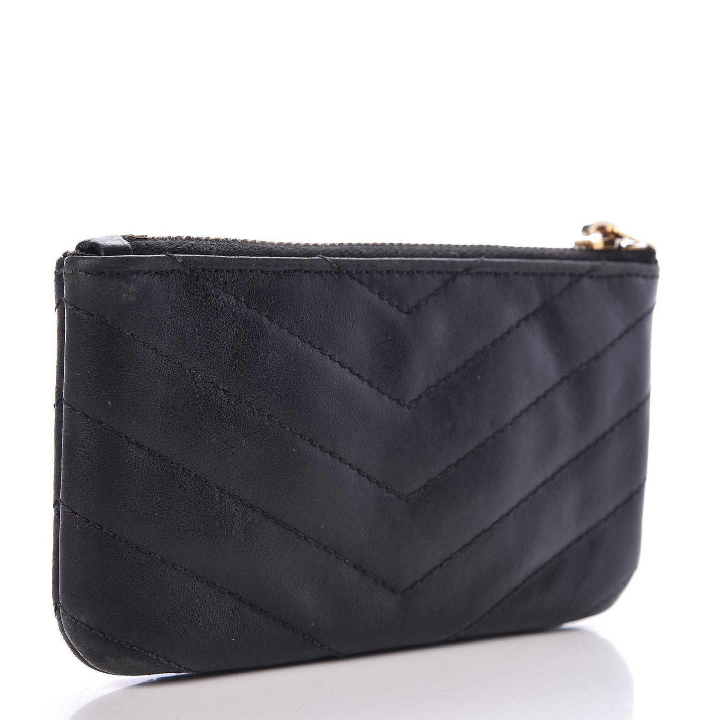 Calfskin Matelasse Monogram Key Pouch Black