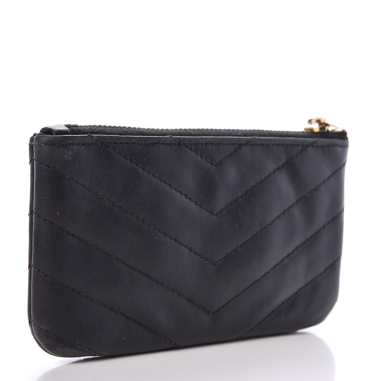 Saint Laurent Calfskin Matelasse Monogram Key Pouch Black 3 of 7
