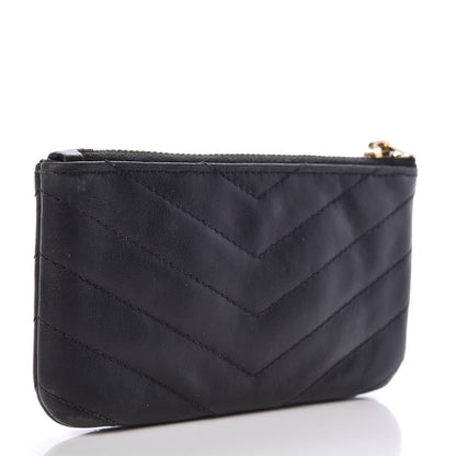 Saint Laurent Calfskin Matelasse Monogram Key Pouch Black 3 of 7