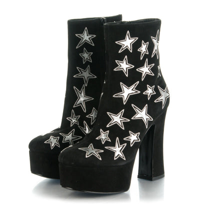 Saint Laurent Kid Scamosciato Lambskin Candy Star Studded Platform Boots 36.5 Black 3 of 10