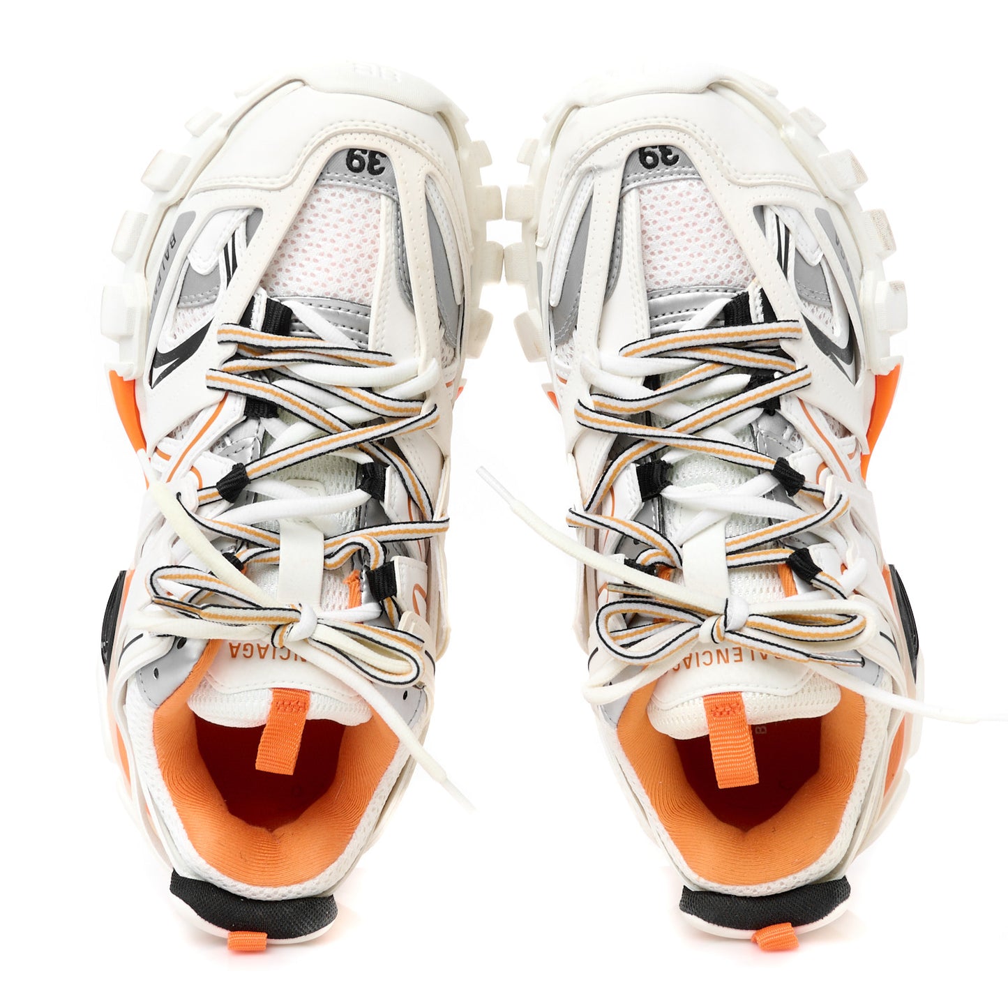 Rubber Mesh Fabric Recycled Sole Womens Track Sneakers 39 White Orange