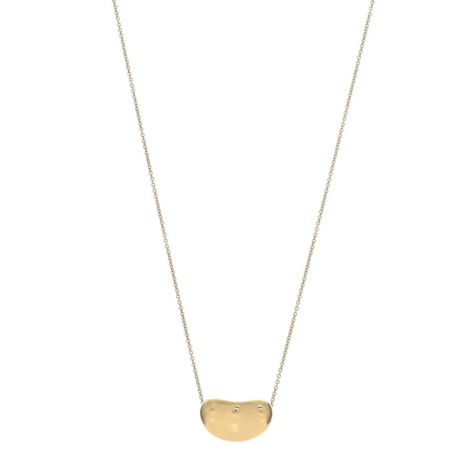 Tiffany 18K Yellow Gold 20mm Elsa Peretti Bean Pendant Necklace 1 of 5