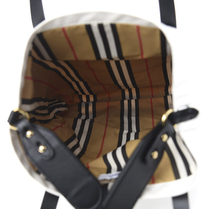 Burberry Cotton Canvas Calfskin Kingdom Print Tote Black 5 of 12