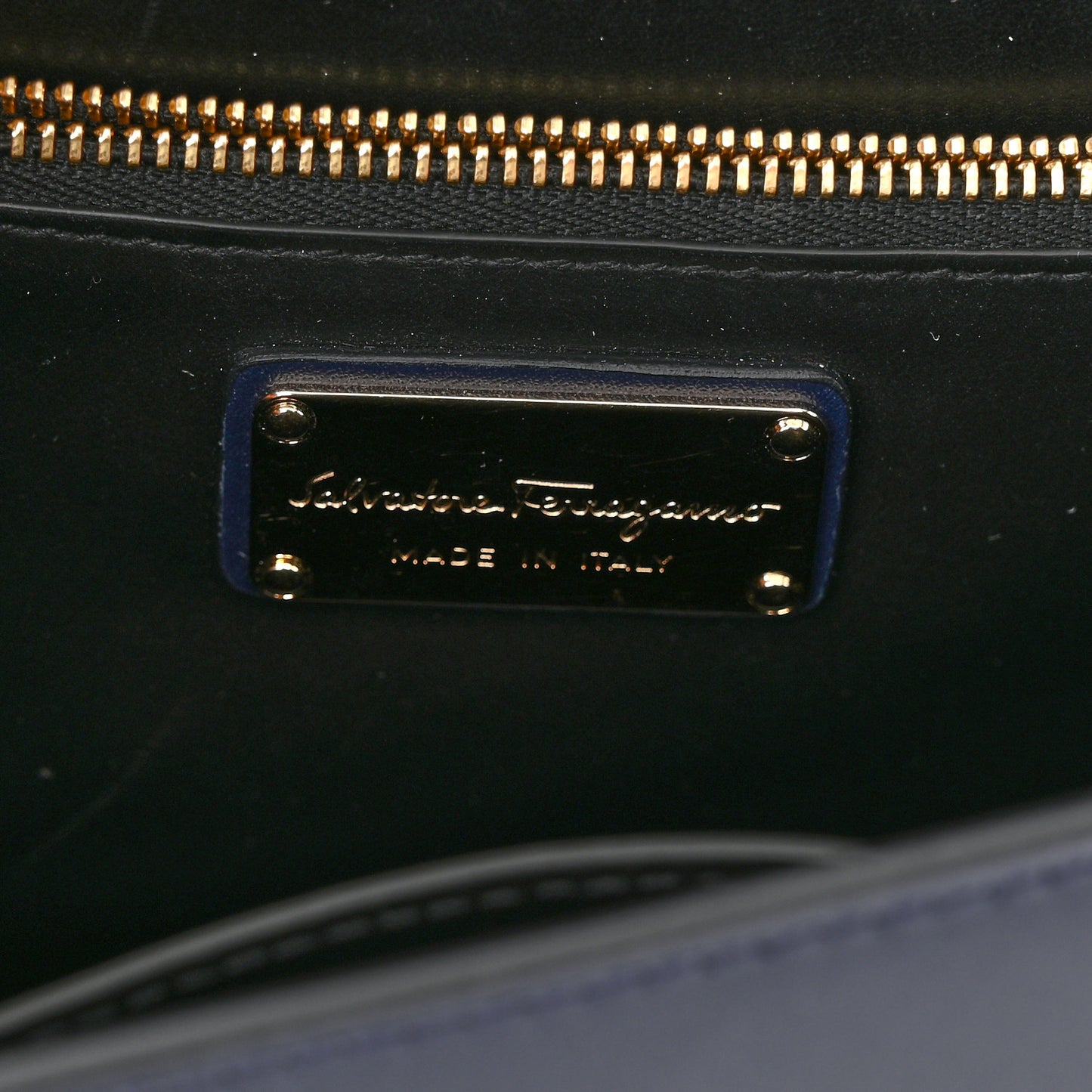 Calfskin Studded Vara Bow Bag Navy Black