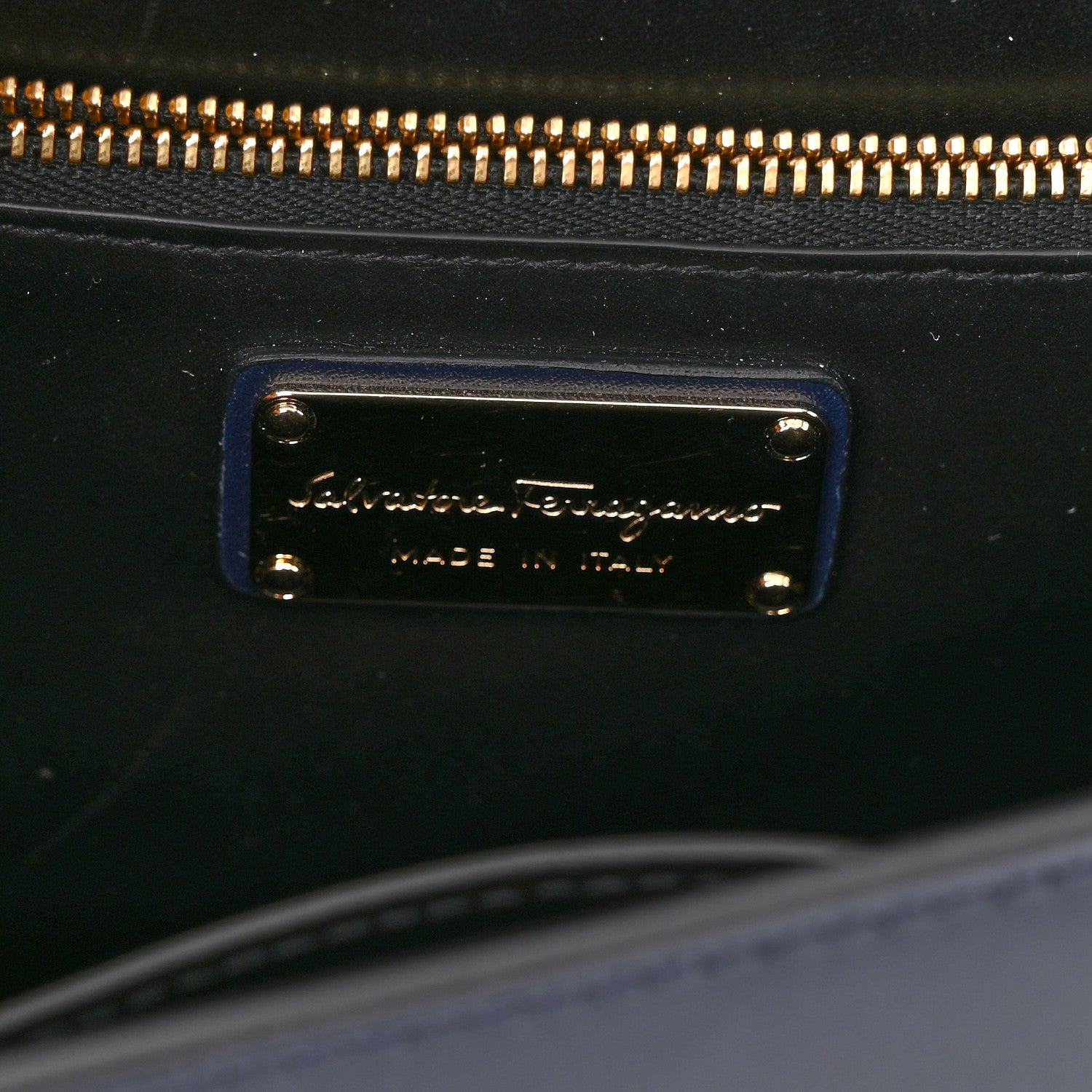 Salvatore Ferragamo Calfskin Studded Vara Bow Bag Navy Black 6 of 10