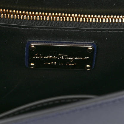 Salvatore Ferragamo Calfskin Studded Vara Bow Bag Navy Black 6 of 10