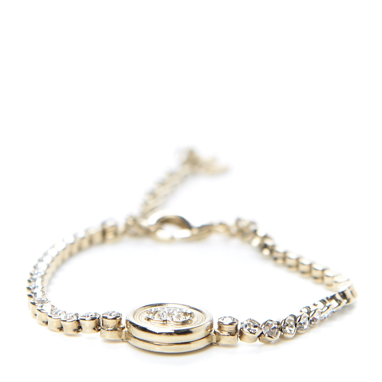 Chanel Crystal CC Chain Bracelet Gold 1 of 4