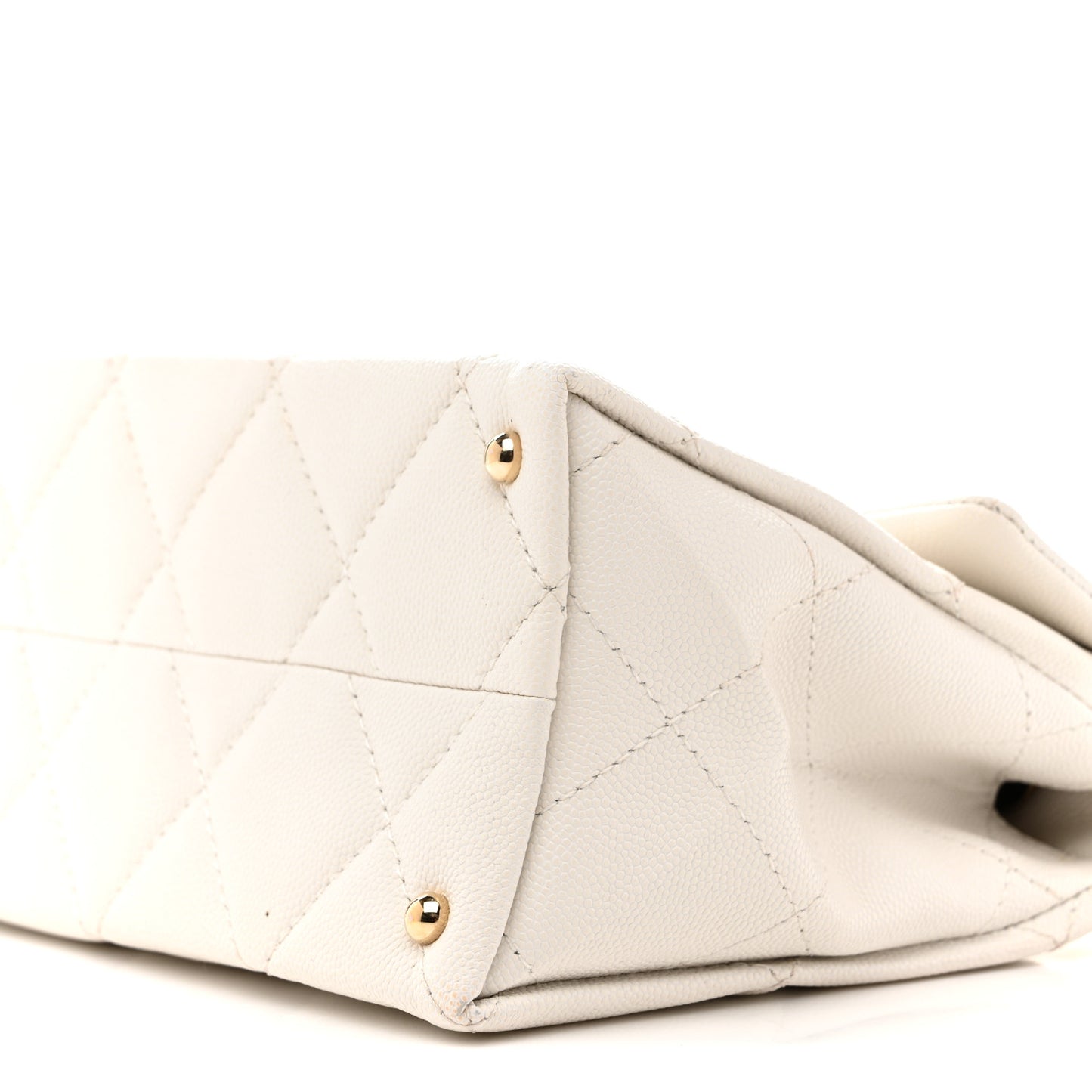 Caviar Quilted Mini Retro Twist Top Handle Flap White