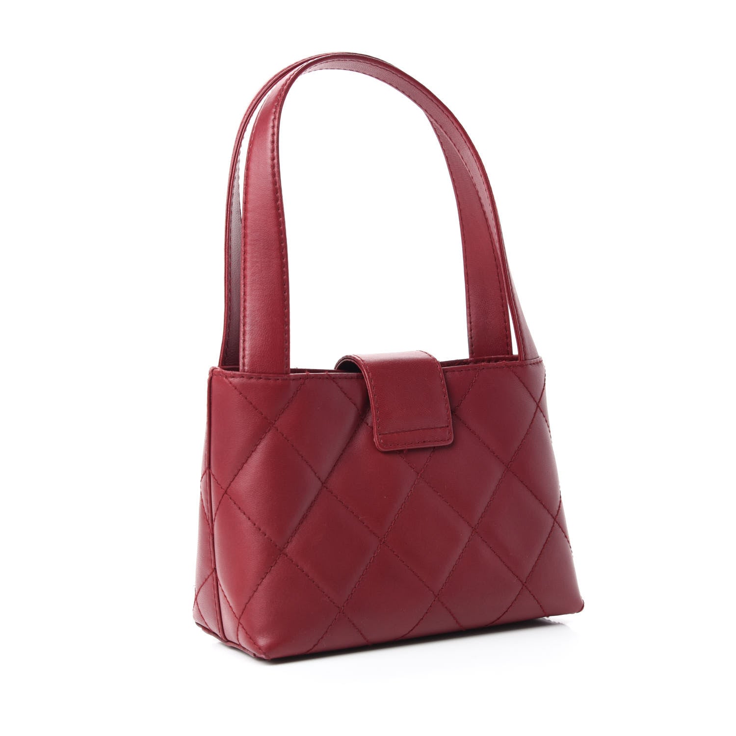 Chanel Lambskin Stitched Top Handle Flap Bag Red 3 of 12
