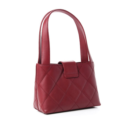 Chanel Lambskin Stitched Top Handle Flap Bag Red 3 of 12