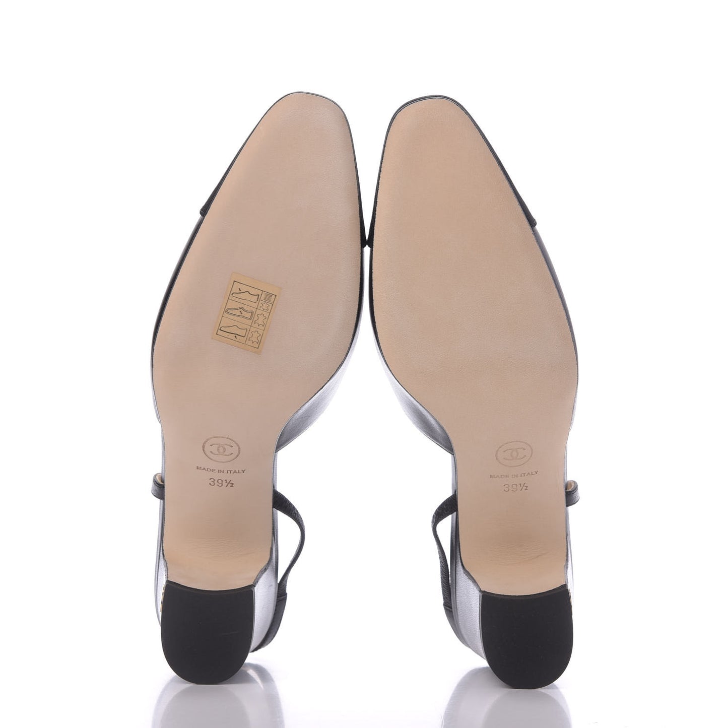 Goatskin Grosgrain Cap Toe CC Slingback Sandals 39.5 Black