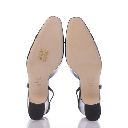 Chanel Goatskin Grosgrain Cap Toe CC Slingback Sandals 39.5 Black 5 of 9