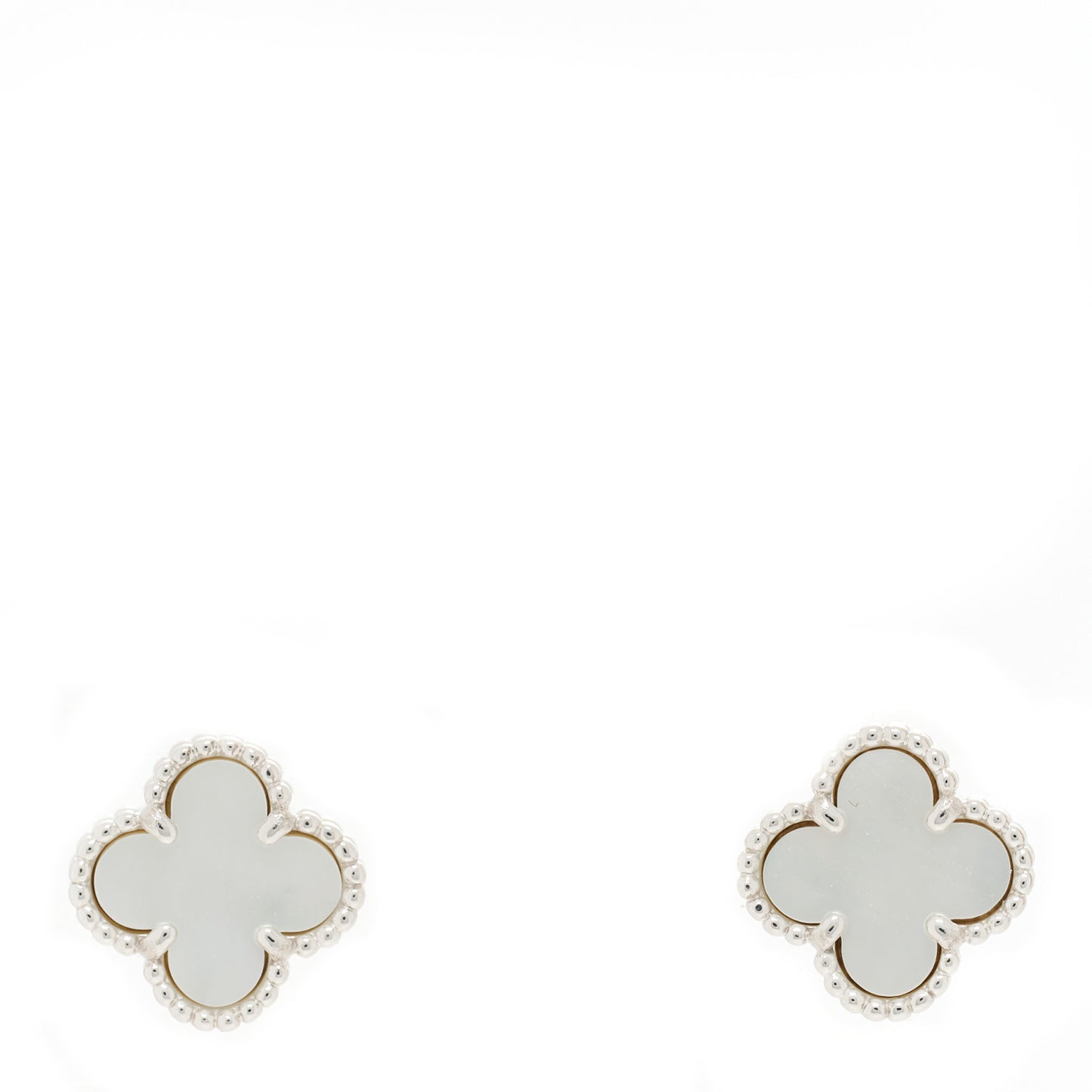 18K White Gold Mother of Pearl Sweet Alhambra Earrings
