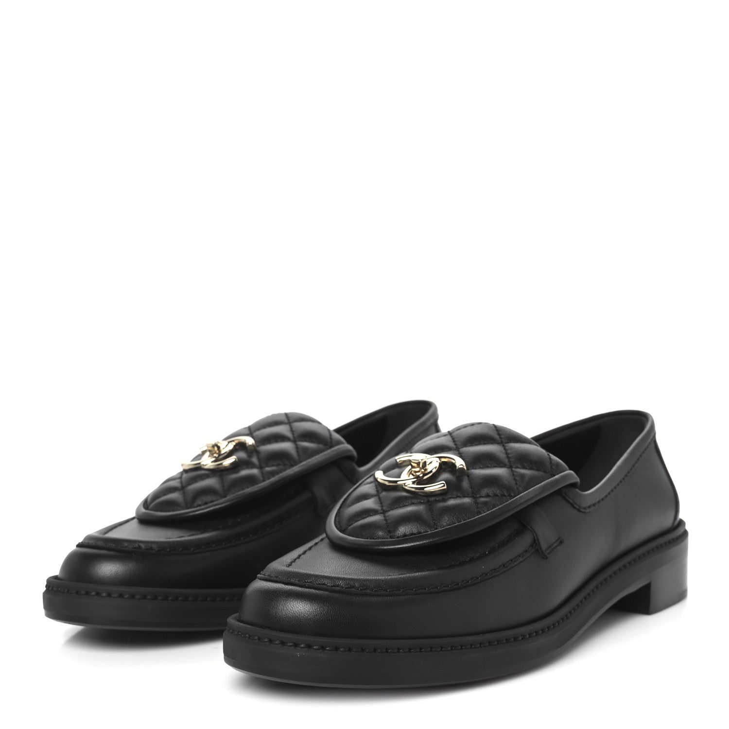 Chanel Lambskin Quilted CC Turnlock Loafers 39.5 Black 4 of 10