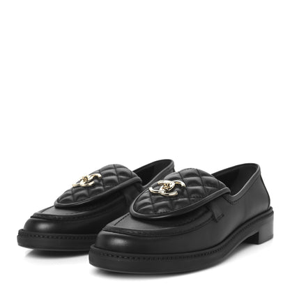 Chanel Lambskin Quilted CC Turnlock Loafers 39.5 Black 4 of 10