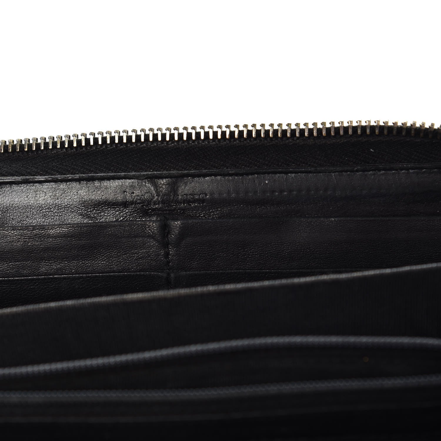 Saint Laurent Patent Y Mail Zip Around Wallet Black 6 of 13
