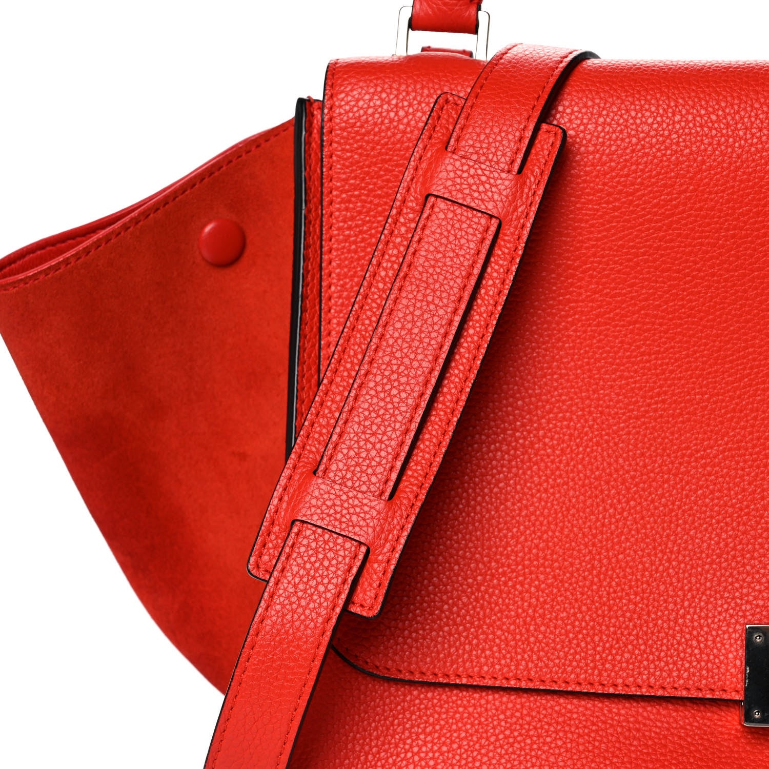 Celine Drummed Calfskin Suede Medium Trapeze Vermillion 8 of 17