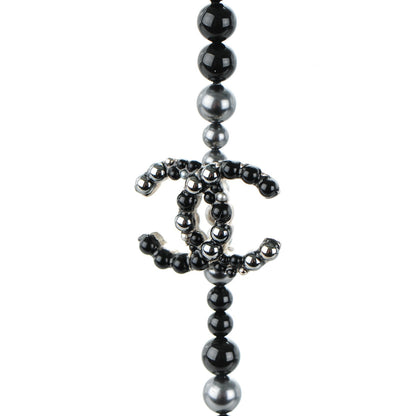 Chanel Ruthenium Graduated Bead CC Long Necklace Black Grey 3 of 5