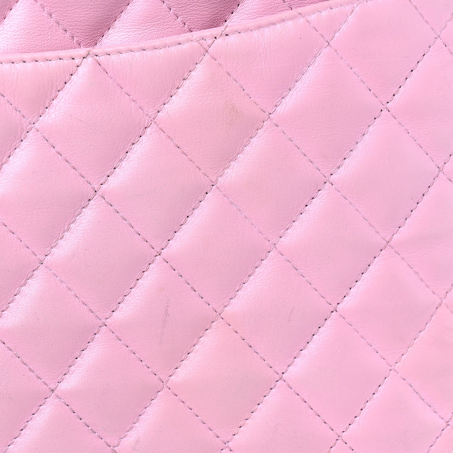 Calfskin Quilted Large Cambon Tote Pink Black