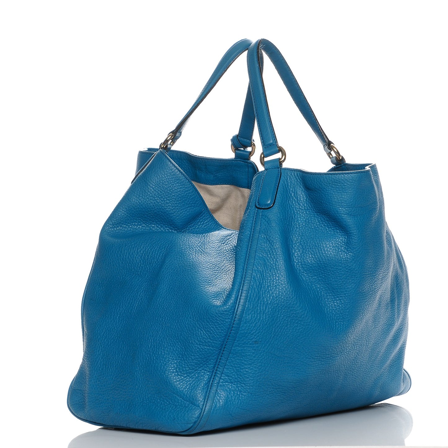 Pebbled Calfskin Large Soho Shoulder Bag Riviera Blue
