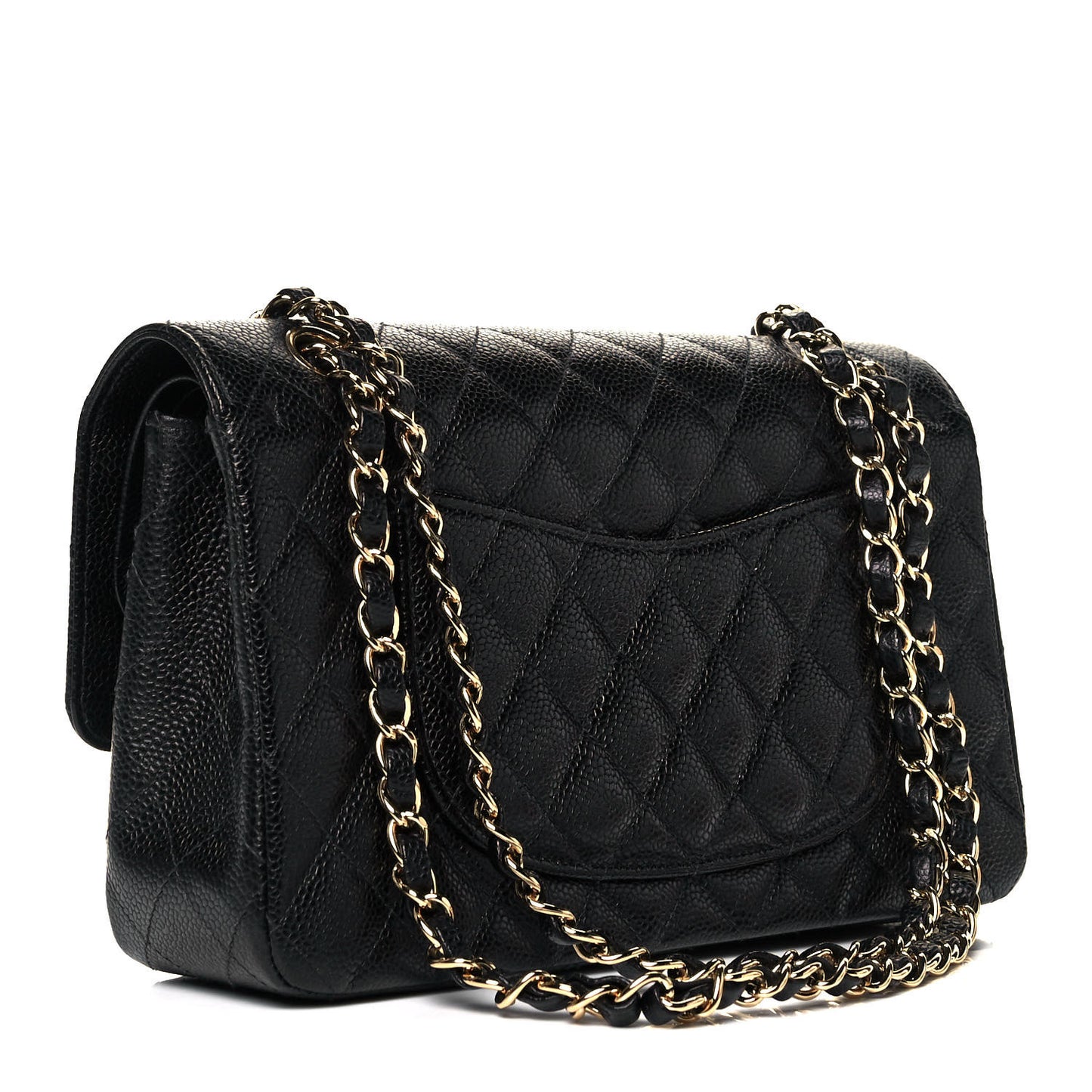 Caviar Quilted Medium Double Flap Black