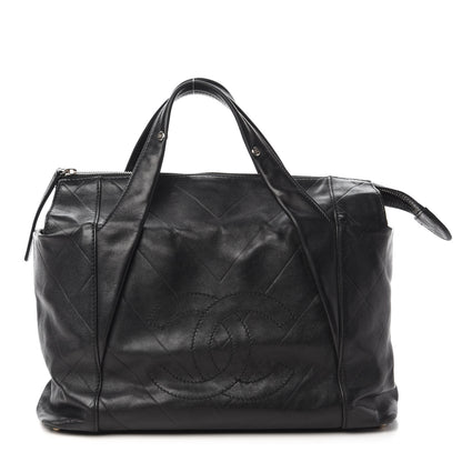 Chanel Calfskin Chevron CC All Day Long Boston Black 1 of 10