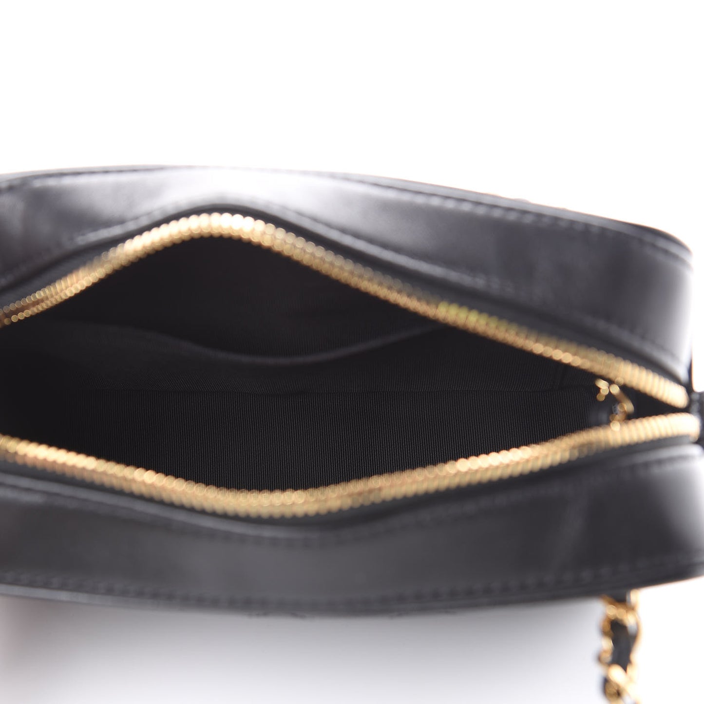 Metallic Lambskin Grained Calfskin Quilted Camera Case Black