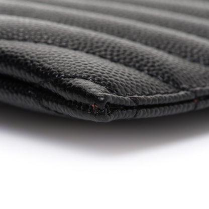 Saint Laurent Grain De Poudre Chevron Monogram Bill Pouch Black 9 of 13