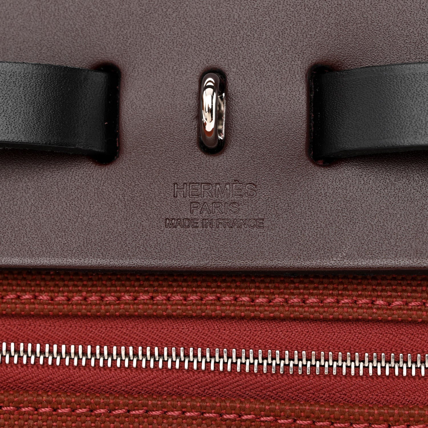 Hermes Military Toile Vache Hunter Tri-Color Herbag Zip Retourne 31 PM Rouge H Ebene Black 7 of 12