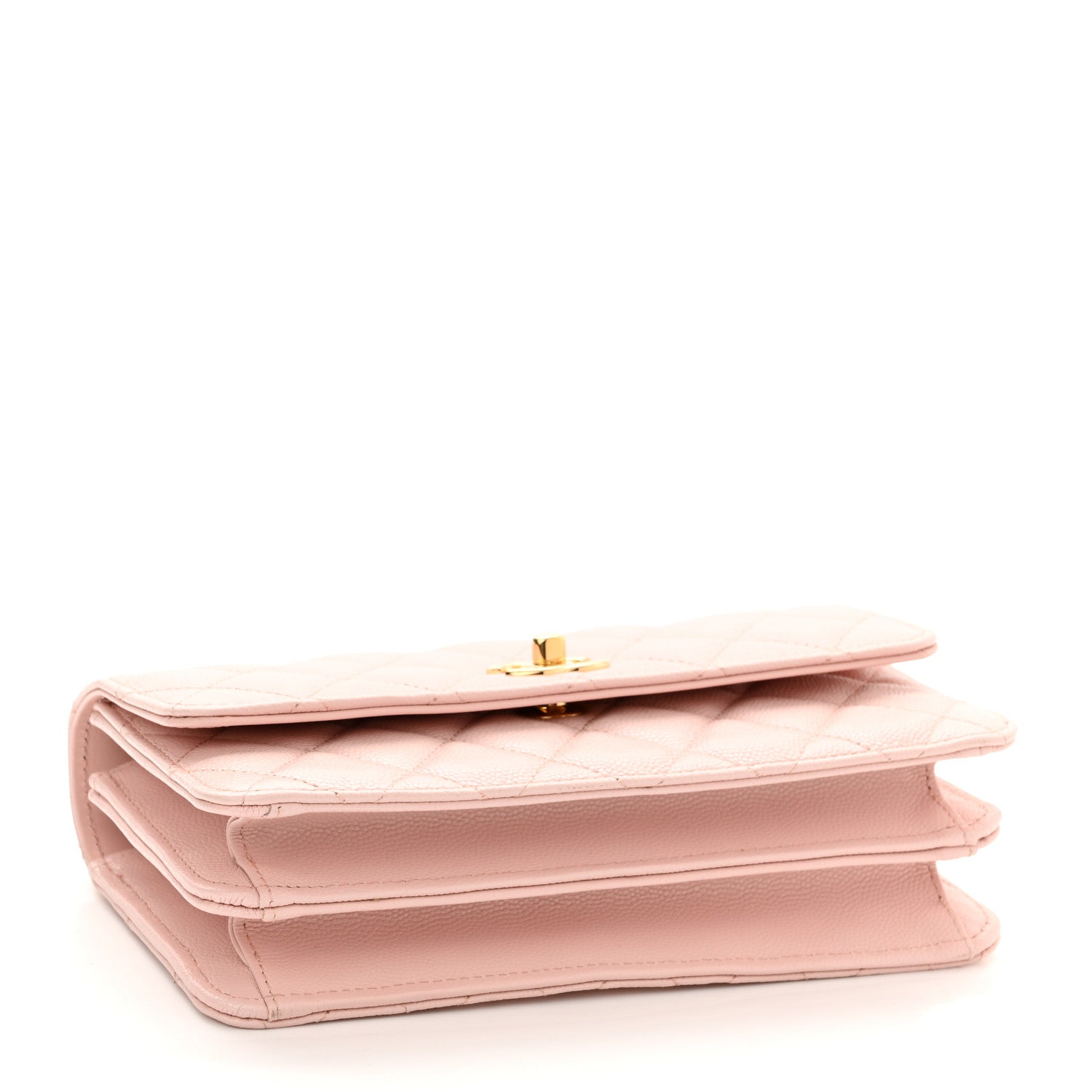 Chanel Shiny Caviar Quilted Flap Charm Wallet On Chain WOC Light Pink 3 of 10