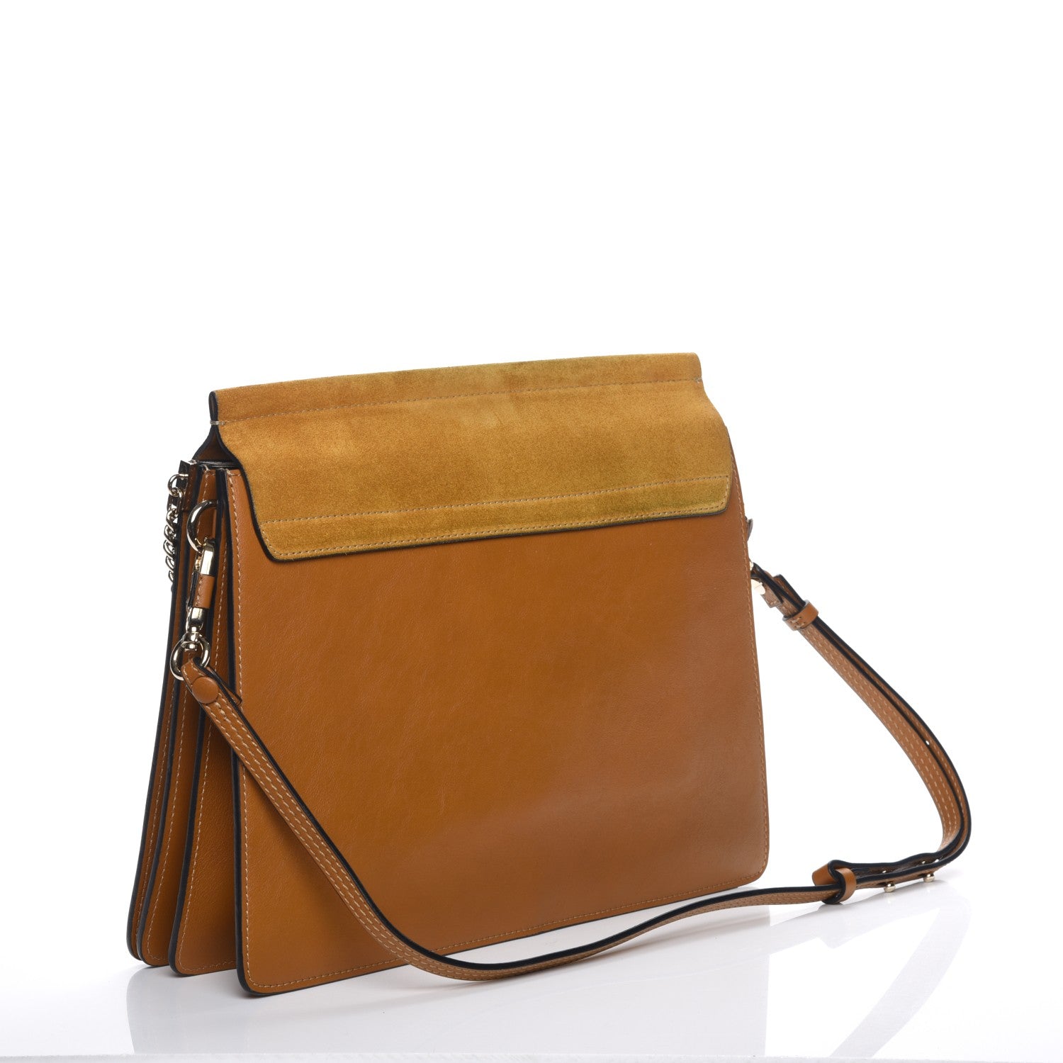 Chloe Suede Calfskin Medium Faye Shoulder Bag Mustard Brown 3 of 8