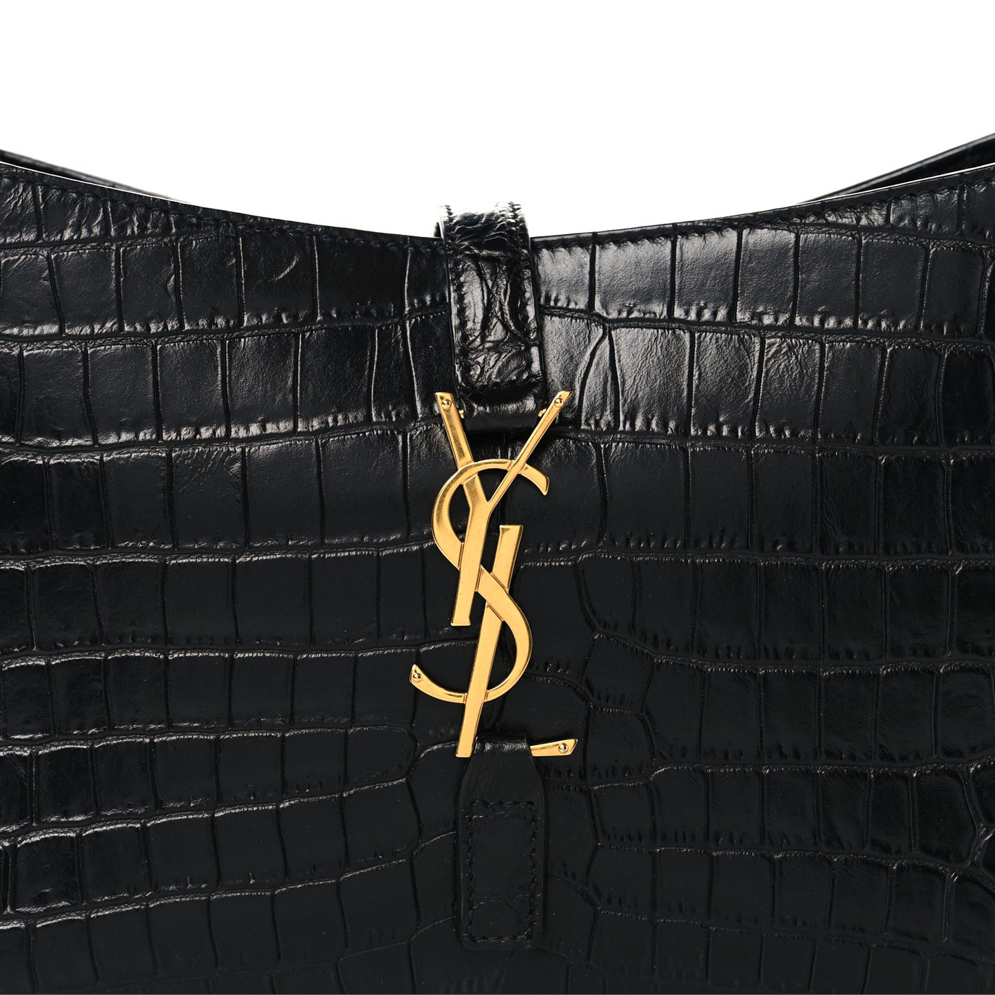 Calfskin Crocodile Embossed Le 5 A 7 Hobo Black