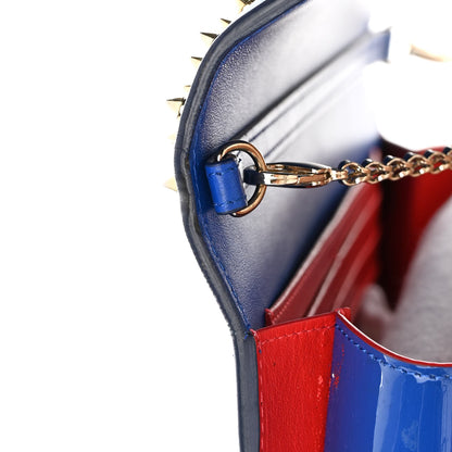 Christian Louboutin Calfskin Spikes Paloma Clutch Blue 8 of 17
