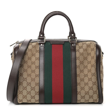 Gucci Monogram Vintage Web Medium Boston Dark Brown 1 of 11