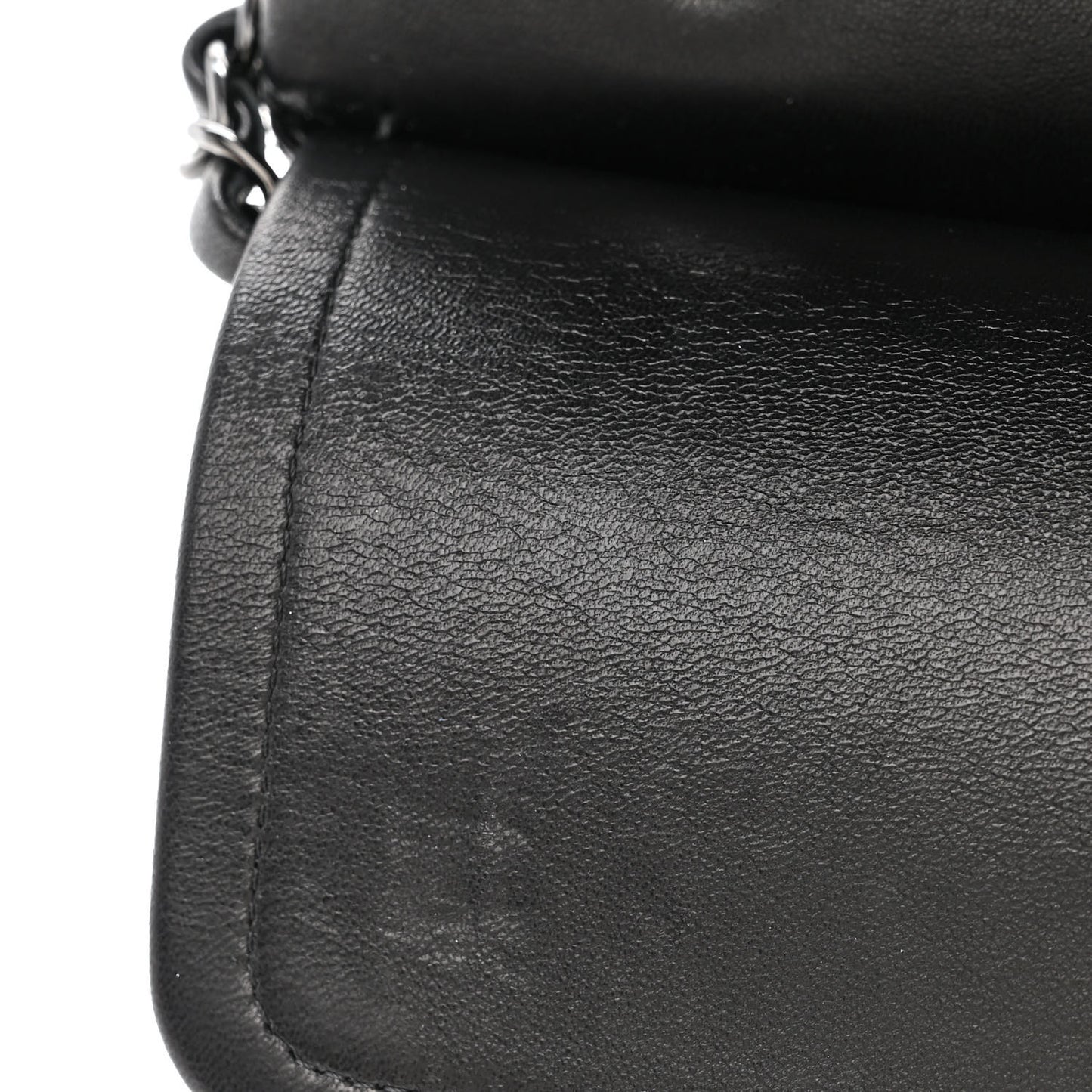 Metallic Lambskin Painted Feministe Newsprint Medium Double Flap So Black
