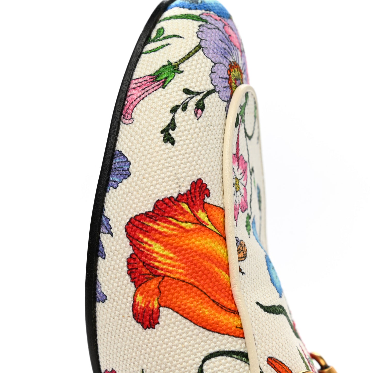 Canvas Flora Womens Princetown Slippers 37 White Multicolor