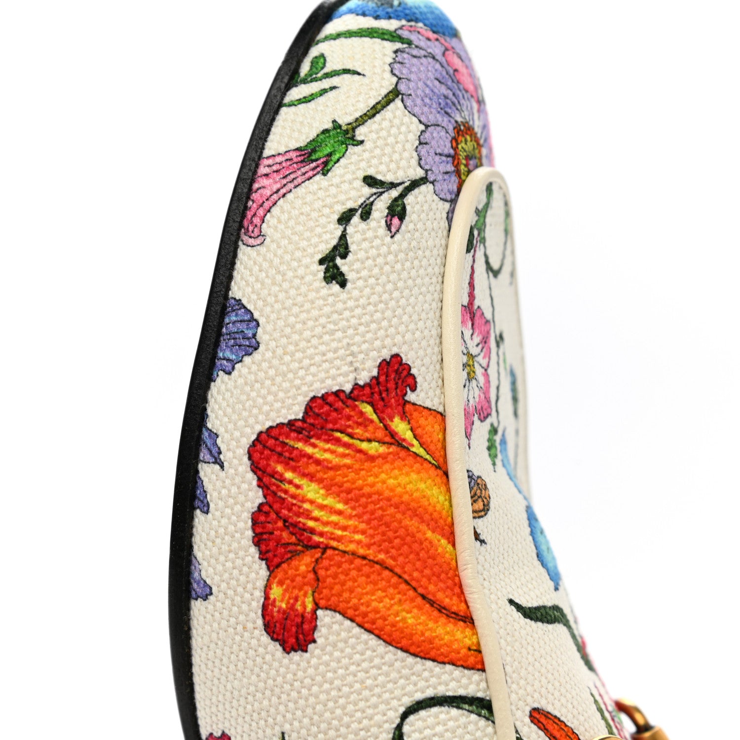 Gucci Canvas Flora Womens Princetown Slippers 37 White Multicolor 9 of 11