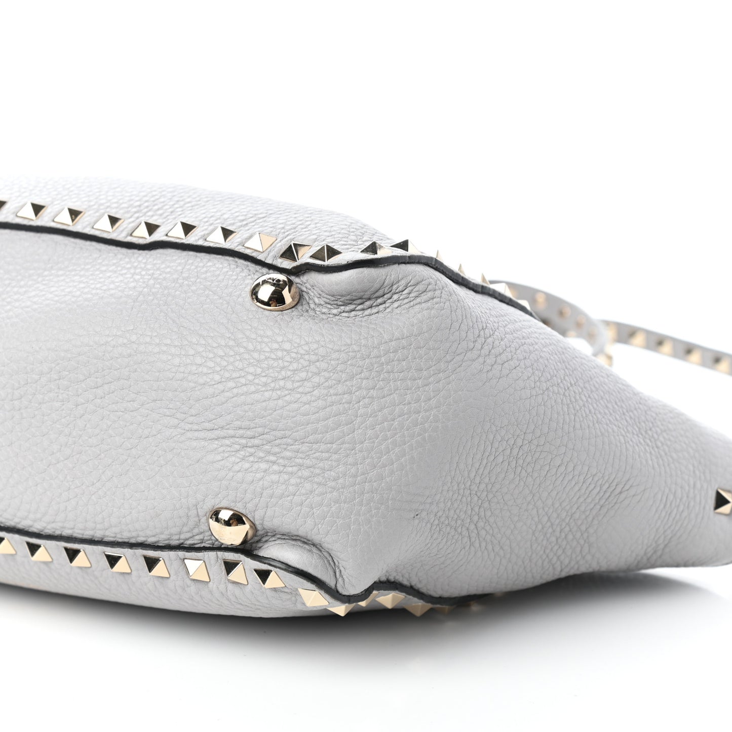 Grained Calfskin Small Rockstud Tote Pastel Grey
