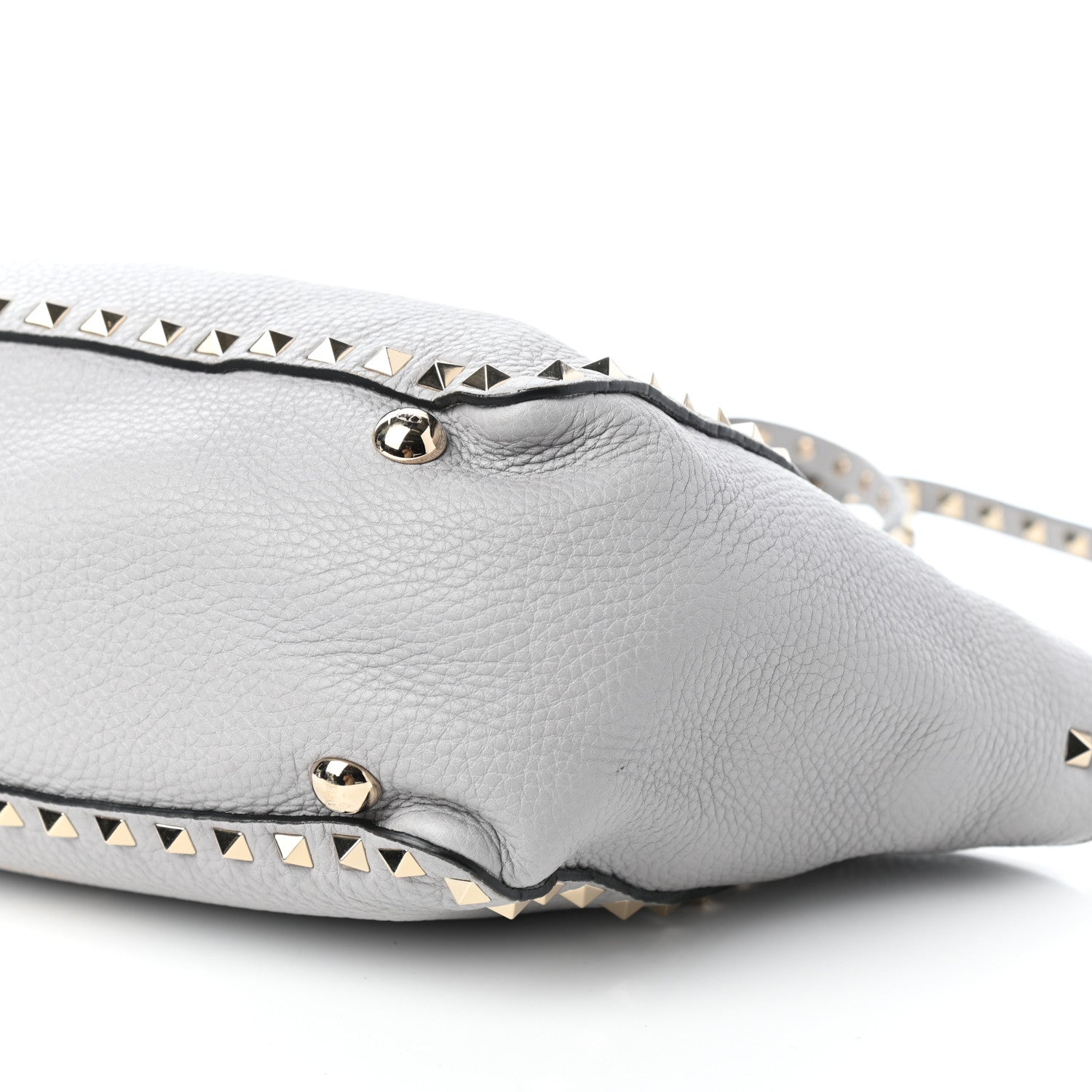 Valentino Garavani Grained Calfskin Small Rockstud Tote Pastel Grey 8 of 8