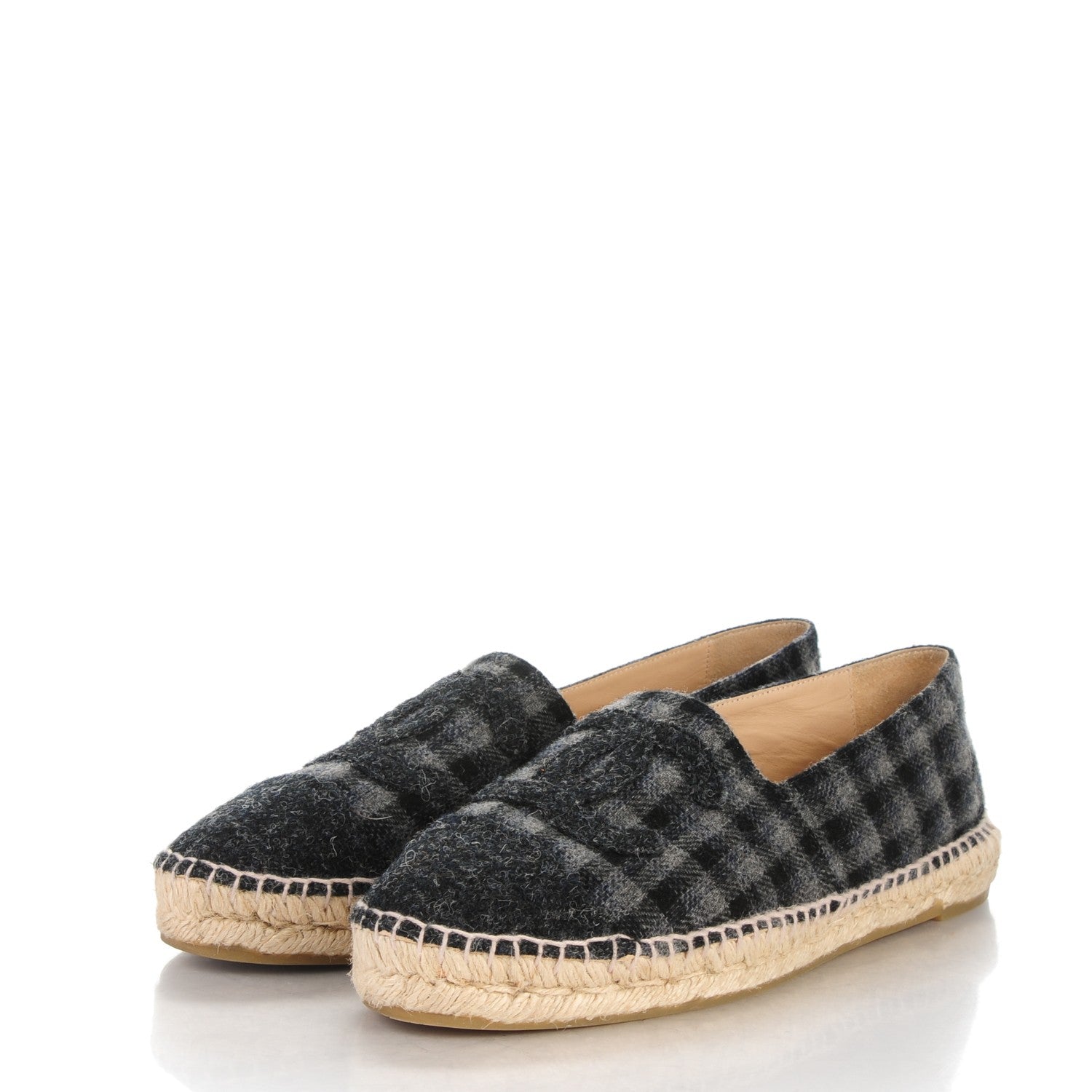 Chanel Flannel CC Espadrilles 41 Grey Black 3 of 8