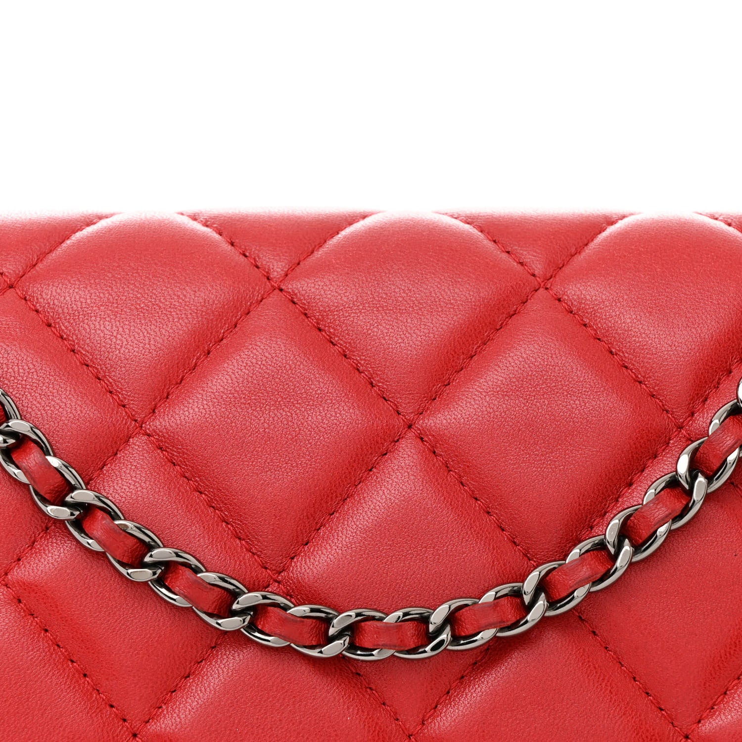 Chanel Lambskin Quilted Clutch with Chain Flap Red 8 of 10