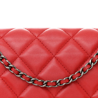 Chanel Lambskin Quilted Clutch with Chain Flap Red 8 of 10