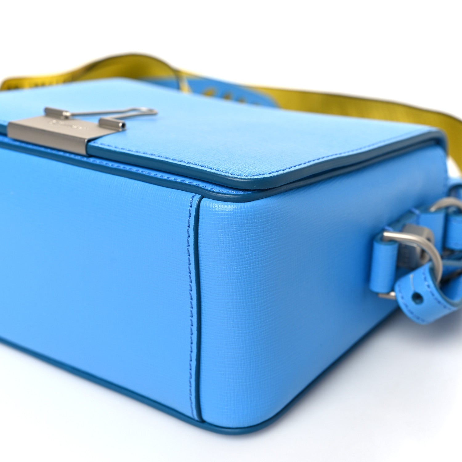Off-White Saffiano Binder Clip Flap Shoulder Bag Light Blue 9 of 9