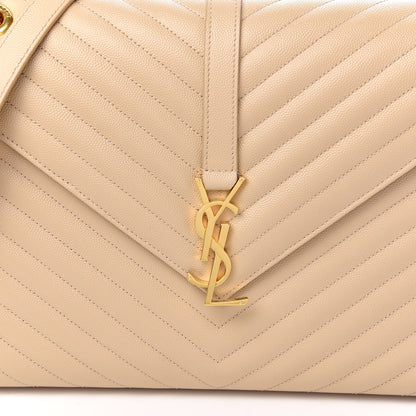 Saint Laurent Grain De Poudre Matelasse Chevron Large Monogram Satchel Nude Powder 10 of 10