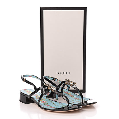 Gucci Patent Bee Thong Sandal 38 Black 12 of 12